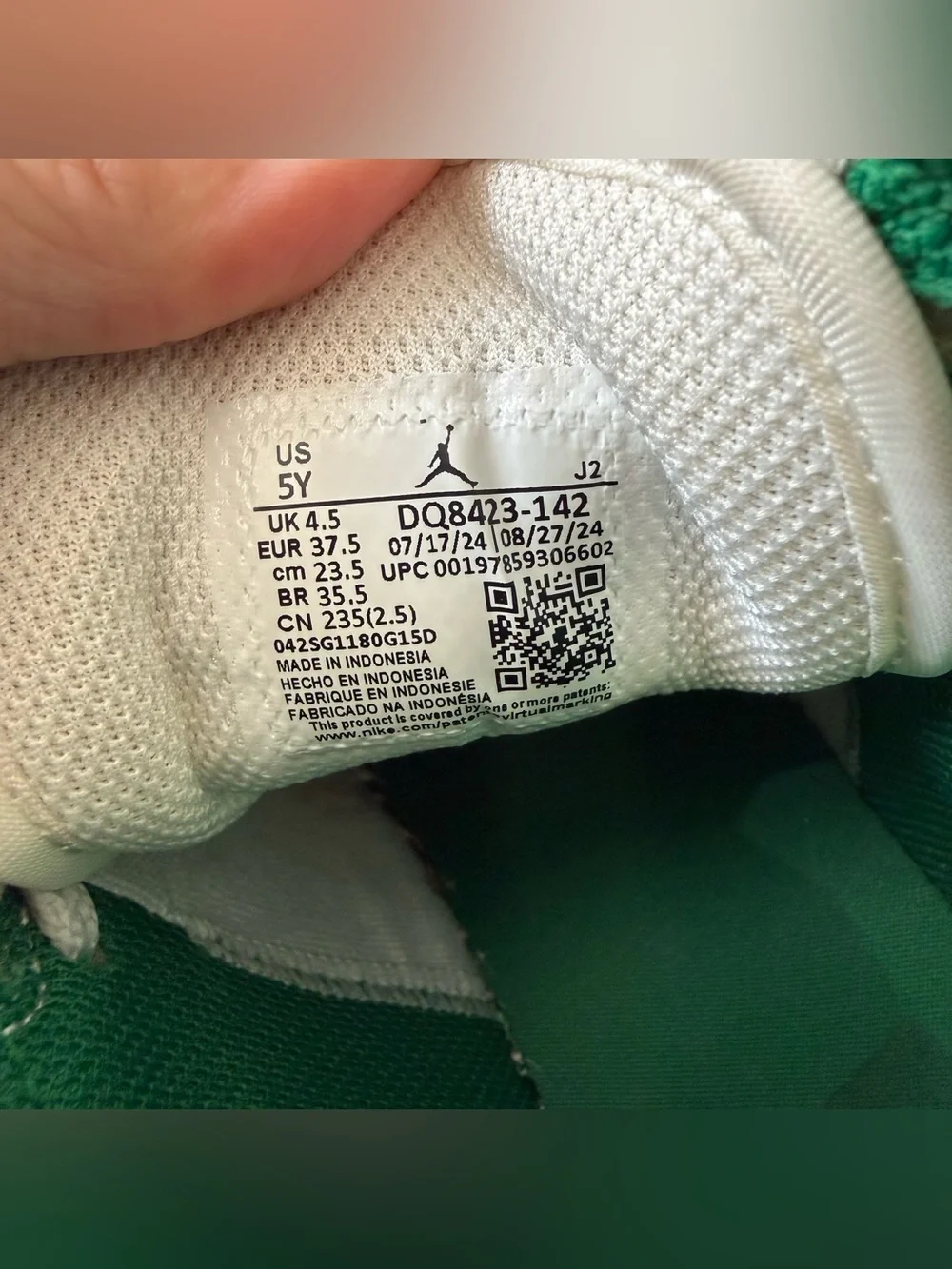 Air Jordan 1 Mid Size 5 Youth PINE GREEN SMOKE GREY DQ8423-142